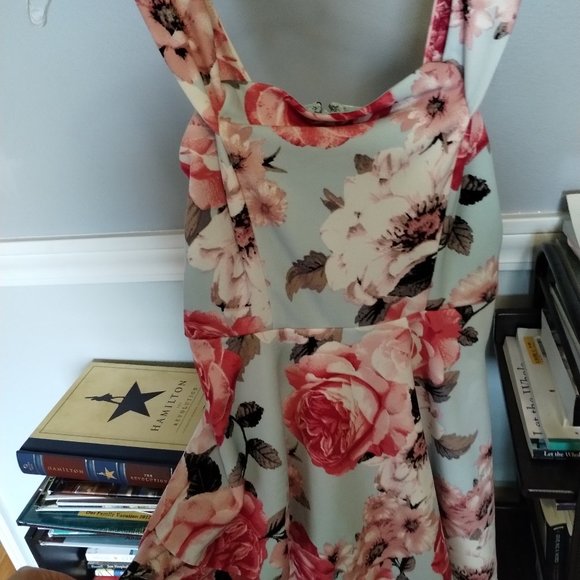 Light blue floral midi dress - Picture 1 of 4